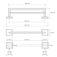 Dubbele Handdoekhouder Sapho X-Square Hangend 65x5.5 cm Chroom Sapho - thumbnail
