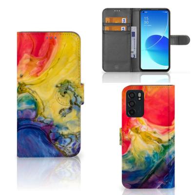 Hoesje OPPO Reno6 5G Watercolor Dark | Portemonnee hoesje Hoesje OPPO Reno6 5G Watercolor Dark | Portemonnee hoesje