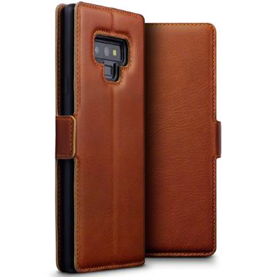 Qubits - lederen slim folio wallet hoes - Samsung Galaxy Note 9 - Cognac
