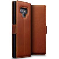 Qubits - lederen slim folio wallet hoes - Samsung Galaxy Note 9 - Cognac - thumbnail