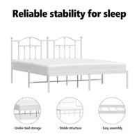 Bedframe met hoofdbord metaal wit 193x203 cm - thumbnail