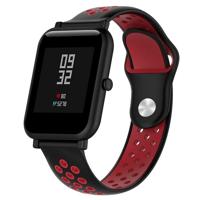 Dubbele kleur siliconen Sport polsband voor Huawei Watch serie 1 18mm (zwart-rood) - thumbnail