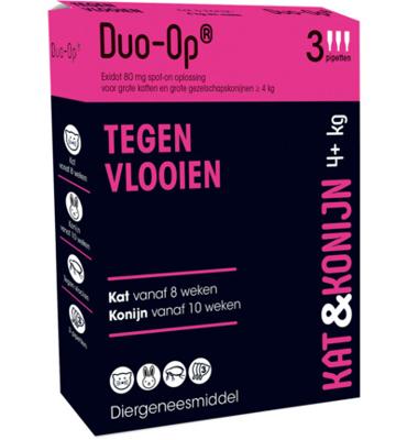 Duo-Op spot-on anti-vlooienmiddel voor kat en konijn 80mg (4+ kg) 2 x 3 pipetten Duo-Op spot-on anti-vlooienmiddel voor kat en konijn 80mg (4+ kg) 2 x 3 pipetten