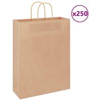 VidaXL Papieren zakken 250 st met hengsels 32x12x42 cm bruin - thumbnail