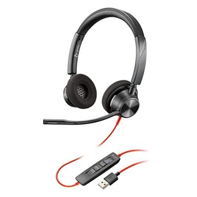 POLY Blackwire 3320 Headset Bedraad Hoofdband Kantoor/callcenter USB Type-A Zwart, Rood