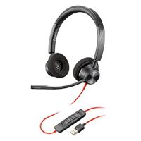 POLY Blackwire 3320 Headset Bedraad Hoofdband Kantoor/callcenter USB Type-A Zwart, Rood - thumbnail