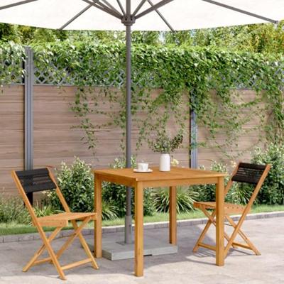 Bistrostoelen 2 st massief acaciahout en touw zwart