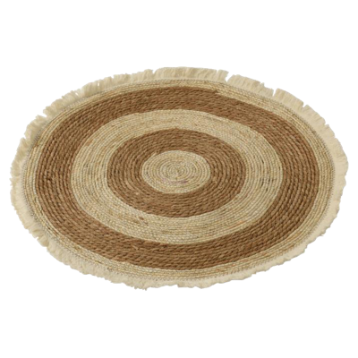 J-Line tapijt Kwastjesband - vloerkleed - jute - beige|bruin - small