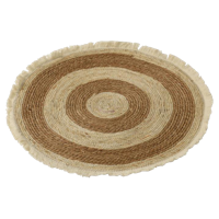 J-Line tapijt Kwastjesband - vloerkleed - jute - beige|bruin - small - thumbnail