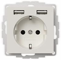 Stopcontact met USB poorten 2400mA mat wit voor een 40mm diepe doos - thumbnail
