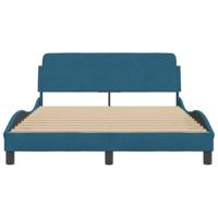 Bedframe met hoofdeinde fluweel blauw 120x200 cm - thumbnail