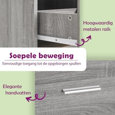 Bureau met bijzetkast bewerkt hout grijs sonoma eikenkleurig