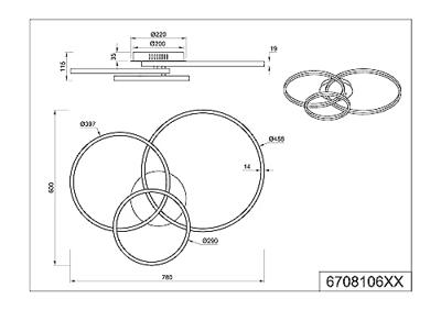 Trio PlafonnièreWinona 3-rings zwart - 670810632