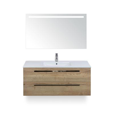 Seville Badmeubelset 120 cm - 2 laden Natuur Eiken - Wastafel Enjoy Enkel - met Sence Spiegel
