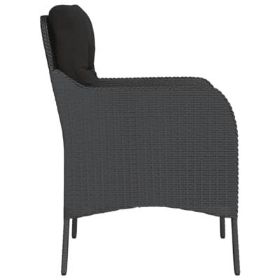 Tuinstoelen 2 st met kussens poly rattan zwart - thumbnail