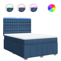 Boxspring met matras stof blauw 140x200 cm - thumbnail
