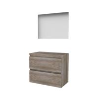 Basic-Line Ultimate 46 Badkamermeubelset - 80 x 46 cm - Greeploos - 2 Lades - Wastafelblad - Spiegel met Indirecte LED Verlichting - Scotch Oak - thumbnail
