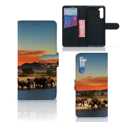 OnePlus Nord | Telefoonhoesje | Met pasjeshouder | Olifanten