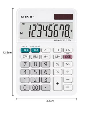 Sharp EL-310W Zakrekenmachine Wit Aantal displayposities: 8 werkt op batterijen, werkt op zonne-energie
