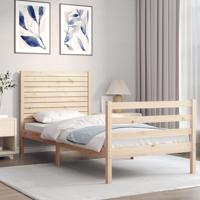 Bedframe met hoofdbord massief hout 100x200 cm - thumbnail