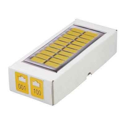 Garderobenummers geel genummerd 001-100 Garderobenummers geel genummerd 001-100