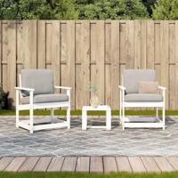 3-delige Loungeset massief grenenhout wit - thumbnail