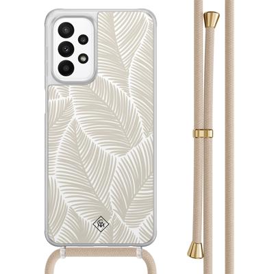 Samsung Galaxy A23 hoesje met koord - Palm leaves beige Samsung Galaxy A23 hoesje met koord - Palm leaves beige