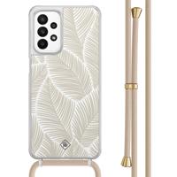 Samsung Galaxy A23 hoesje met koord - Palm leaves beige - thumbnail