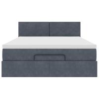 Ottoman bed met matras 140x190cm fluweel donkergrijs - thumbnail