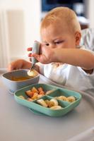 Set roestvrijstalen en siliconen oefenbestek 2e leeftijd BEABA grijs - thumbnail