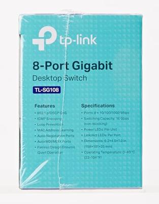 TP-Link TL-SG108 8-Port 10/100/1000Mbps Desktop Switch Switch Zwart - thumbnail