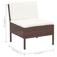 3-delige Loungeset met kussens poly rattan bruin - thumbnail