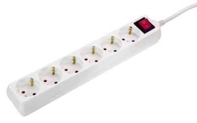 Schwabe Stekkerdoos wit met schakelaar 6-voudig 1.4 Meter 3x1,5 randaarde Schwabe Stekkerdoos wit met schakelaar 6-voudig 1.4 Meter 3x1,5 randaarde