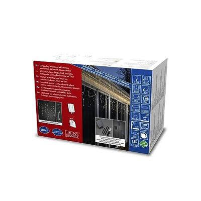 Konstsmide LED-gordijn Buiten 200 LED Barnsteen Instelbare lichtkleur, Timer, Dimbaar, Schemersensor, Schakelaar