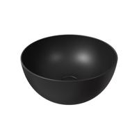 Ronde Waskom Opbouw Salenzi Unica Round 40x20 cm Mat Zwart (inclusief bijpassende afvoerplug) - thumbnail
