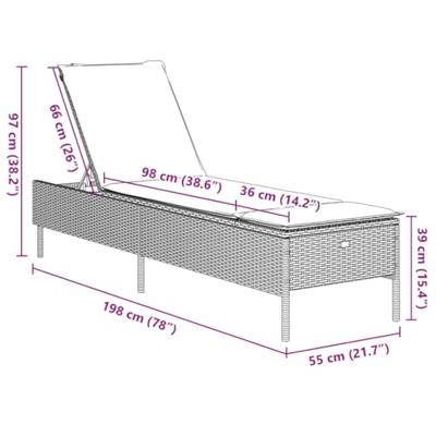 Ligbed met kussen poly rattan zwart Ligbed met kussen poly rattan zwart