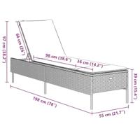 Ligbed met kussen poly rattan zwart - thumbnail