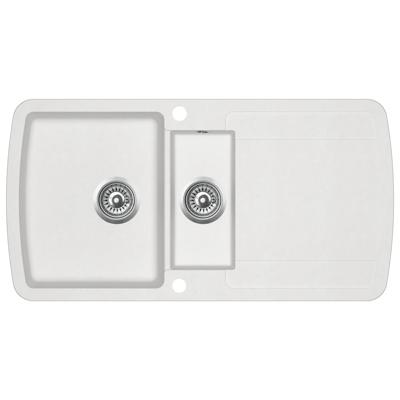 VidaXL Gootsteen dubbele bakken graniet wit