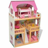 VidaXL Poppenhuis 3 verdiepingen 60x30x90 cm hout - thumbnail