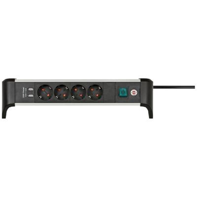 Brennenstuhl Alu-Office-Line Stekkerdoos Met Usb-Laadfunctie 4-Voudig 1,8 M H05Vv-F 3G1.5 - 1391040410 Brennenstuhl Alu-Office-Line Stekkerdoos Met Usb-Laadfunctie 4-Voudig 1,8 M H05Vv-F 3G1.5 - 1391040410
