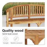 Bankje banaanvormig 180 cm massief teakhout - thumbnail