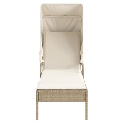 Ligbed met luifel poly rattan beige Ligbed met luifel poly rattan beige