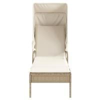 Ligbed met luifel poly rattan beige - thumbnail