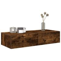 Wandschap met lades 80x33x17 cm bewerkt hout gerookt eikenkleur - thumbnail