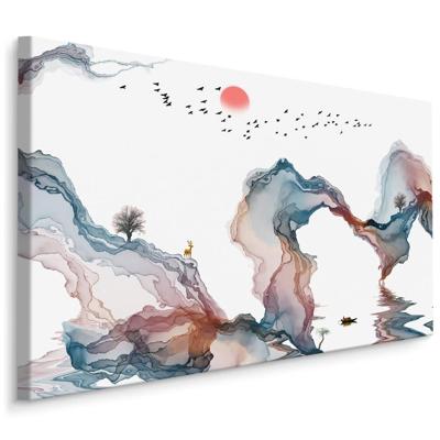 Schilderij - Abstract Landschap , print op canvas, premium print , Wanddecoratie