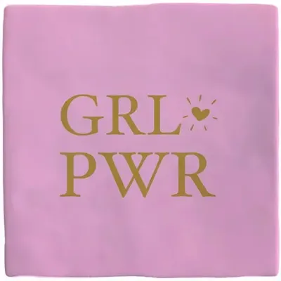 Plenty Gifts tegeltje keramiek girlpower 10x10cm roze