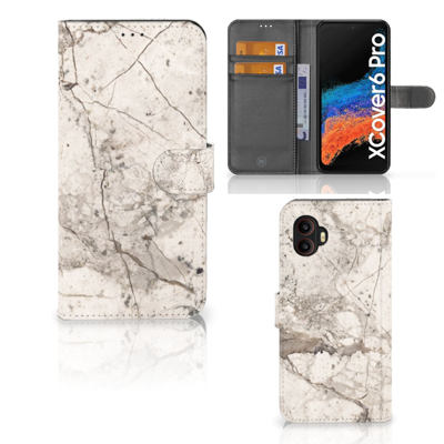 Samsung Galaxy Xcover 6 Pro | Bookcase | Marmer Beige