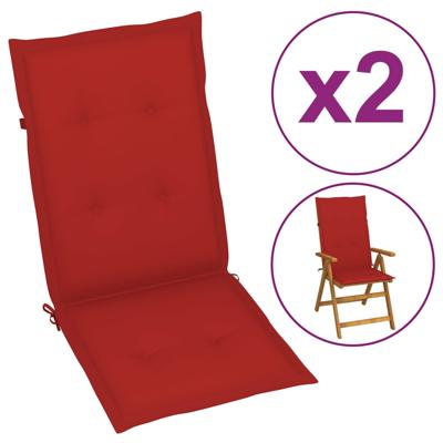VidaXL Tuinstoelkussens 2 st hoge rug 120x50x3 cm stof rood VidaXL Tuinstoelkussens 2 st hoge rug 120x50x3 cm stof rood