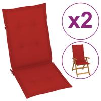 VidaXL Tuinstoelkussens 2 st hoge rug 120x50x3 cm stof rood - thumbnail