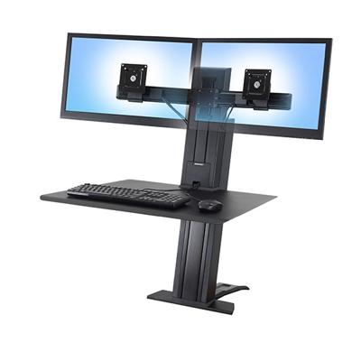 ERGOTRON WorkFit-SR Dual Monitor Sit-Stand Desktop Werkstation zwart tot 61cm 24inch displays tot 11,4 kg. Til tot 58cm